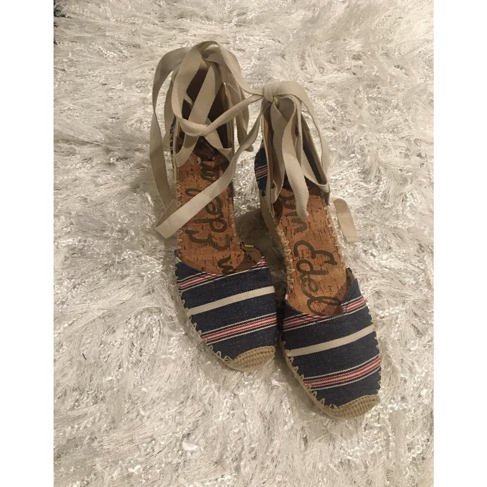 SAM EDELMAN Patsy Striped Wedges 9 - Picture 2 of 12